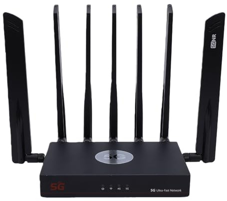 FAUOSWUK Modulo Chip Router 5G WiFi 6 Dual SIM CPE 7 Antenne Ad Alto Guadagno Gigabit LAN per Streaming 4K e Lavoro Remoto (Spina europea)