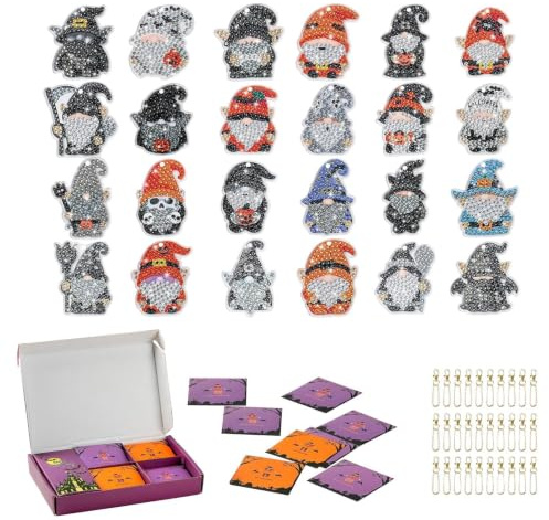 Halloween Calendar Advent 24 Days Gnomes Pendant Keychains Decor