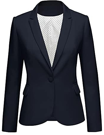 LookbookStore Women Blazers for Work Casual Notched Lapel Button Work Navy Blue Blazer Jacket 2026 Women Suits for Professional Office Blazer Size Small Size 4 6