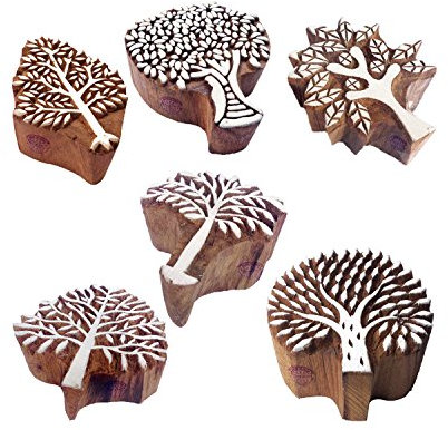 Pottery Printing Blocks Stylish Tree Pattern Wooden Stamps (Set of 6) Htag2054