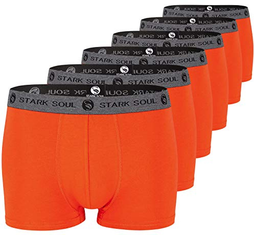 STARK SOUL Herren Boxershorts | Hipster im 6er Pack | Baumwoll-Unterhosen für Männer in Größe L, Mandarin