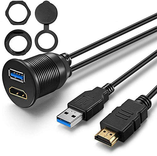 OBVIS – USB3.0 and HDMI Extension Flush Dash Panel Mount Cable for Car Boat Motorcycle (6 Feet)