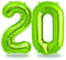FUNXGO® folienballon zahl 20 Grün - Riesenzahl Ballon ca.100 cm - Luftballon Zahl 20 - fliegt mit Helium - zum 20. Geburtstag, Hochzeit, Jubiläum, Fest, Party Dekoration - Ballon 20 Grün