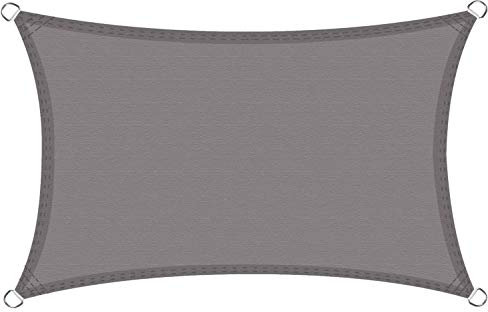 CHENG Voile d ombrage 3.5x5.5m, Auvent Résistante, Protection Solaire et UV, Toile + Kit de Fixation Inclus, pour Voiture,Restaurant,Jardin - Gris foncé