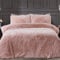 Sleepdown Luxury Long Pile Faux Fur Blush Pink Super Soft Easy Care Duvet Cover Quilt Bedding Set with Pillowcases - Single (135cm x 200cm)