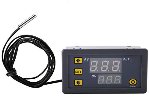 Digital Thermostat, 12V 24V 220V LED Digital Temperature Controller Thermostat Switch with Sensor Meter(12V red and Blue Display)