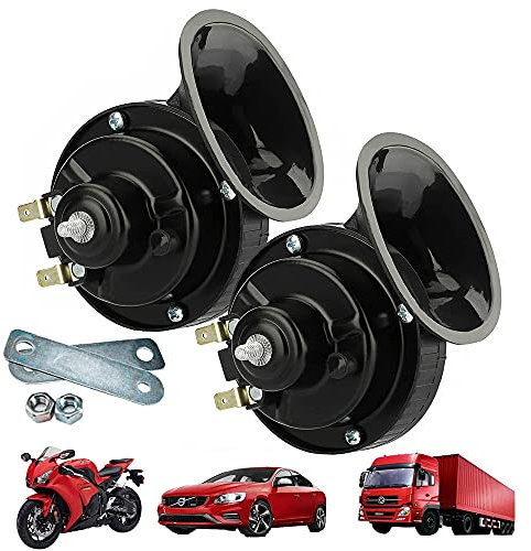 Air Horn,2 Stück 300 dB, super laut, Zughupe, Lufthupe, 12 V, wasserdicht, Doppelhorn, Raging Sound, elektrische Schneckenhupe für Auto, Motorrad, Fahrrad, LKW und Boote