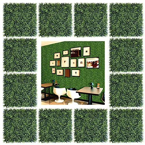 Bybeton Kunstrasen-Wandpaneele, 50,8 x 50,8 cm, UV-Anti-Buchsbaum-Platten, Grün-Wandhintergrund für drinnen und draußen, Sichtschutz und Garten, Balkon, Sichtschutz