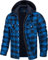 TACVASEN Herren Freizeithemden Innenfutter Flanell Hemdjakce Winter Kapuzenpullover Gesteppte Hooded Holzfällerjacke, Blau, M