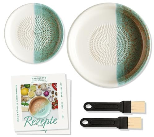 evergrate Geniales Duo: Tellerreibe + Dipschale Motiv Ice mit 2 Küchenpinsel und 2 Rezepthefte