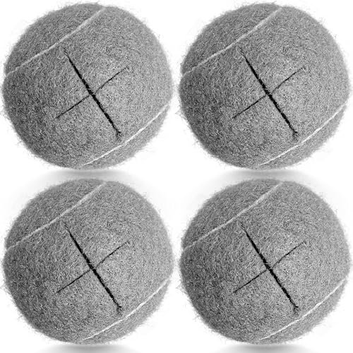 HiBallBall Vorgeschnittene Tennisbälle für Spaziergänger, robuste und langlebige Filzgleiter für Möbelbeine und Bodenschutz, Grau, 4 Stück