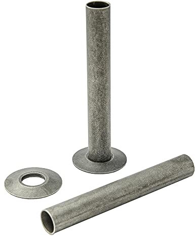 WarmeHaus 2 x Radiator Pipes and Pipe Collars Pewter