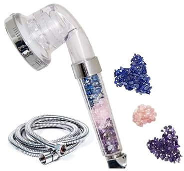 Ionic Shower Head with Hose 1,5 m/59in, 1 Mode Filtration Shower Spray (3 Mode Crystal + Chrome Hose)
