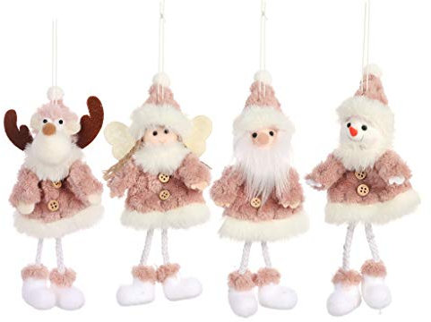 4 Stück Weihnachten Engel Anhänger,Weihnachten Hängende Ornamente,Plüsch Engel Puppe Figuren Anhänger Weihnachtsengel mit Plüschfedern zum Aufhängen Elfen Weihnachtsdekoration Baumschmuck Hängen Dekor