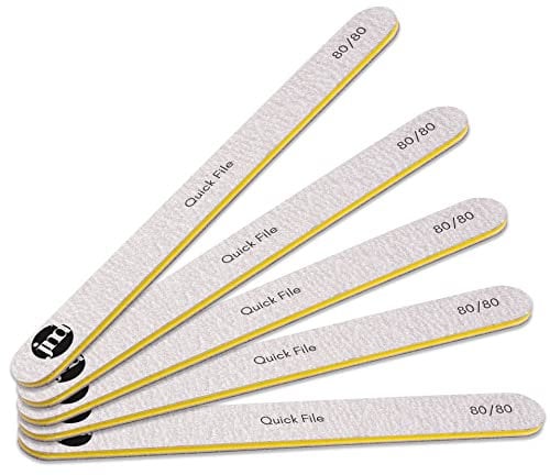New* JND Professional Salon Grade Double Sided Emery Board Nail Files Buffer Polisher Natural Manicure Pedicure Acrylic Gel Nails (5Pack) (80/80)