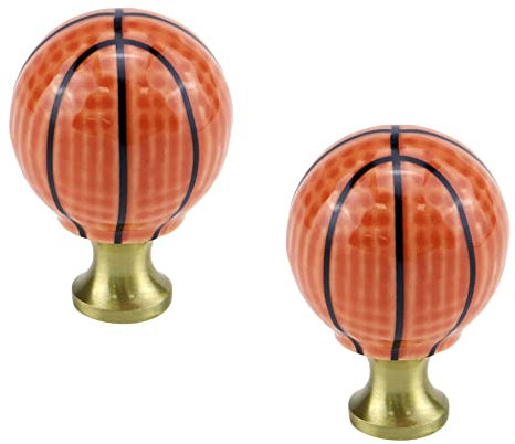 WDONAY 2 Pcs 1.38 Cabinet Knobs Creative Basketball Drawer Pulls Handles Drawer Door Knobs Brass Ceramic Cabinet Hardware for Bathroom Bedroom Living Room
