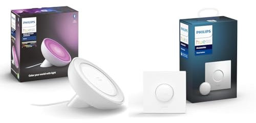 Philips Hue Bloom White and Colour Ambiance [White] Smart LED Table Lamp, with Bluetooth Works with Alexa and Google Assistant, 7 watts & Smart Button Smart Lighting Accessory
