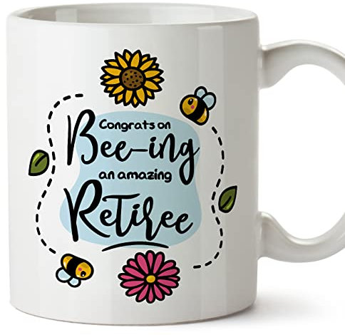 MUGFFINS Tazas para JUBILADA - En Inglés - Thanks For Beeing Amazing - 11 oz / 330 ml - Regalo original y divertido