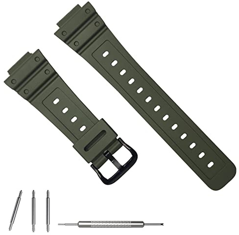 Hijiawee Cinturino di ricambio per Casio G-Shock GA-110/120/300/700 GD-100/120/350 DW-5600/5900/6900 GW-M5610 Braccialetto dell'orologio Cinturino in silicone per Gshock (Verde)