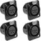 XMSJSIY 4 Pin XLR Panel Mount Connector XLR Female Socket Audio Speaker Microphone Connector D-Type Chassis Solder for Microphone Musical Instruments- 4pcs (4 Pin Female)