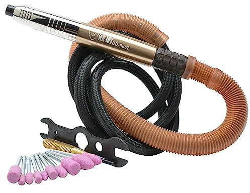 LeTkingok BD-0052 Pneumatische Schleifmaschine, Luft-Sterbenschleifer, Luftpolierer, Poliermaschine, Pneumatischer Gravierstift, 72000U/min, Spannfutter 3mm