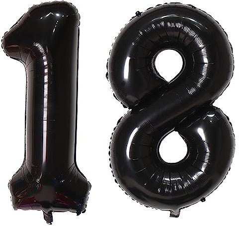 101,6 cm großer Luftballon mit Zahl 18, selbstdichtend für Geburtstagsparty-Dekorationen und Jubiläums-Party-Dekoration (Schwarz 18)