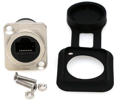 ZBLZGP Adaptateur de type panneau RJ45 - Module de type D - Catégorie 6 - Réseau CAT6 Gigabit - Câble réseau RJ45 droit pour transmission de signal multimédia (D-CAT6, argent)
