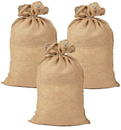 Jutesäcke 105 x 60 cm - 3er Set, Jutesack Universal, 50 kg Traglast - Ökologische Kartoffelsäcke aus 100% Jute - Strapazierfähig, Sackhüpfen, Kartoffelsack, Frostschutz, Nikolaussack