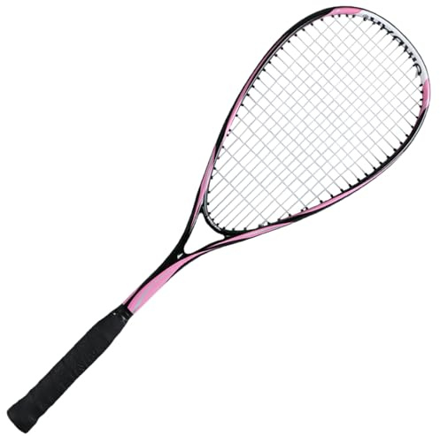 Ultralätt squashracket i ett stycke, squashracket set, med racketskydd, lämplig för nybörjare, rosa