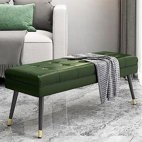 CATANK Moderne Schlafzimmer-Endbank, Kunstleder gepolsterte Ottoman-Sitzbank mit Metallbeinen, bequemer Fußhocker, Schuhbank, Multifunktionsbänke, Grün, 100 x 40 x 47 cm (39 x 16 x 19 Zol