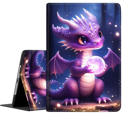 iPad 9th/8th/7th Generation Case, iPad 10.2 Case (2021/2020/2019), Slim Folding Stand Cover with Auto Wake/Sleep for iPad 10.2 inch, Purple Dragon Baby