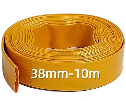 10m x 38mm (1.5 Inch) Diameter Layflat Discharge Pond Hose Pipe Lay Flat Submersible Pump Water Pump Hose, Yellow