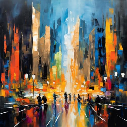 adrium Acryl-Bild 50 x 50 cm: Digitale Malerei von Wolkenkratzern in New York City, USA. (208020357)