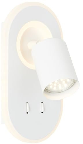 Lightbox zeitloser LED Wandspot - 22 x 12 x 16 cm - weißer Wandstrahler mit LED Profil-Rahmen & schwenkbarem Kopf & Schalter & 10 W, 1200 lm, 3000 K - aus Metall/Kunststoff