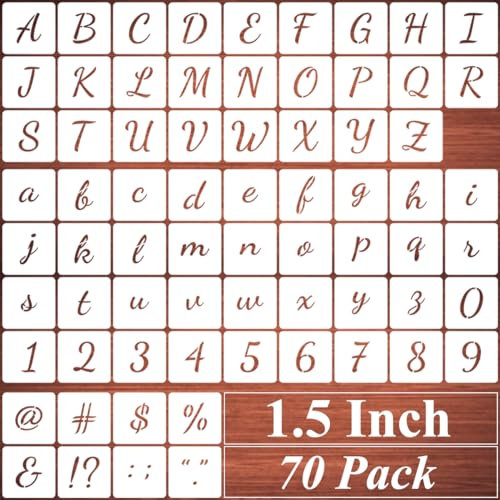 Alphabet-Buchstabenschablonen zum Malen, 3,8 cm, 70 Stück, Buchstaben und Zahlen, Schablonen mit Schildern zum Malen auf Holz, wiederverwendbare Zahlen- und Buchstabenschablonen für Kreidetafel,