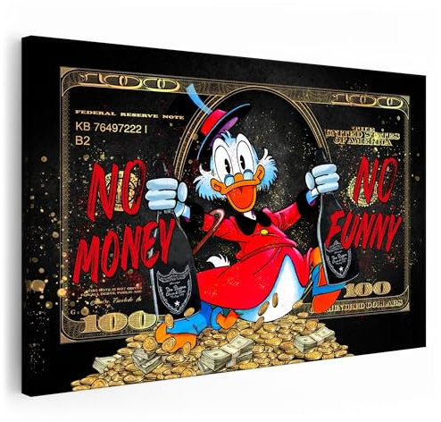 Artmazing | Dagobert Duck Bild bunt | S-Art Bilder | Dagobert Duck Bilder Modern | Leinwandbilder XXL Wohnzimmer | Wandbild Dagobert Duck Deko XXL | Bild Leinwand XXL | buntes Poster für Wand