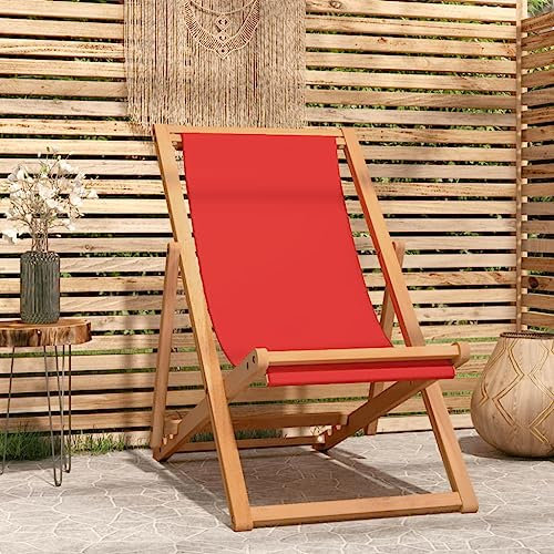 QJBSAVVA Strandstuhl, loungesessel Sessel gartenstühle esszimmerstühle Geeignet für Schlafzimmer Garten Terrasse Living Room Klappbar Massivholz Teak Rot