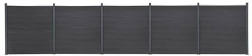 vidaXL Zaunelement Set, Rostfrei Gartenzaun Set mit 45 Zaunbrett 6 Pfosten, Sichtschutzzaun mit doppelseitigem Design, Zaun Komplettset, Grau 872x186cm WPC