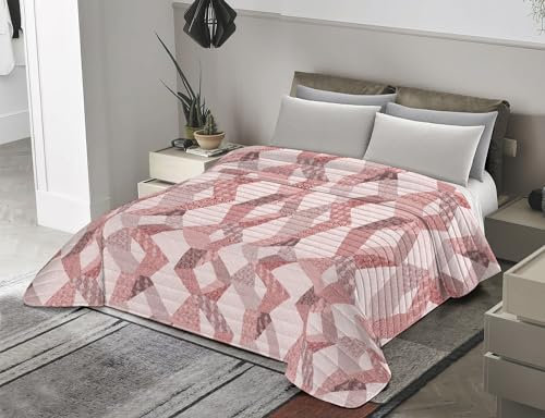 Banzaii Trapuntino Mezza Stagione, Copriletto Primaverile Estivo, Trapuntato Imbottito Singolo 170x260 cm Miriam Rosa Made in Italy
