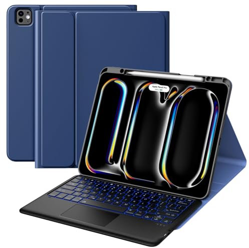 MoKo for NEW iPad Pro 13 Inch Case with Keyboard 2024 Released, Built-in Pencil Holder, iPad Pro 13 Inch Detachable Bluetooth Keyboard Case with Backlit & Touchpad, Navy Blue