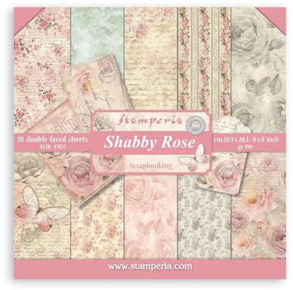 Stamperia Shabby Rose Decorative Paper, 0, 20,3 x 20,3 x 0,3 cm