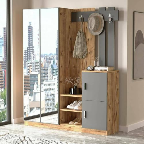 Dmora Garderobenschrank Borealis 147,2x37,5x179,7h cm Braun