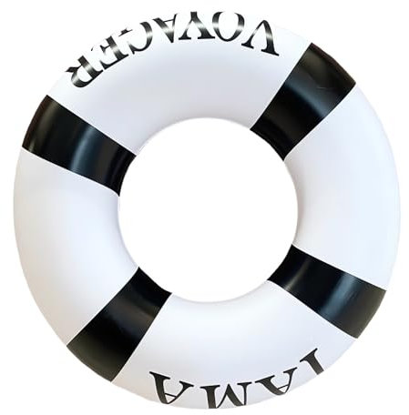 Colchón hinchable hinchable para piscina, flotador inflable, anillo de juego de agua de dibujos animados, para niños, verano, piscina, playa, accesorios para fiestas (blanco y negro)