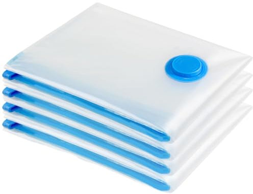 Vacuum Storage Bags - 4 Pack 100X130CM Extra Large Reusable Strong Space Saver Compression Bags - Vacuum Pack Bags Double Zip Seal Travel Vacuum Storage Bags for Clothes Duvets Quilts Bedding Pillows