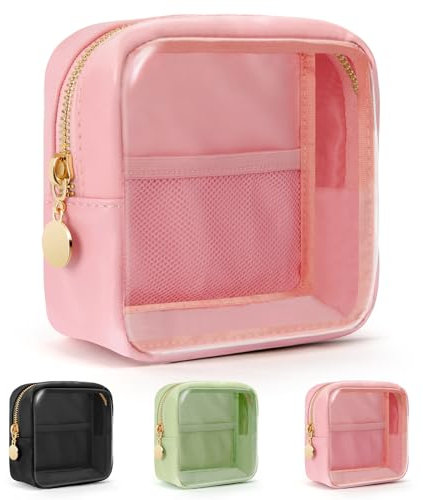 Aucuu Trousse de Toilette Transparente, Transparent Trousse Maquillage, Pochette de Rangement Cosmétique Portable, Imperméable Sac Cosmétique Organisateur de Voyage pour Filles et Femmes