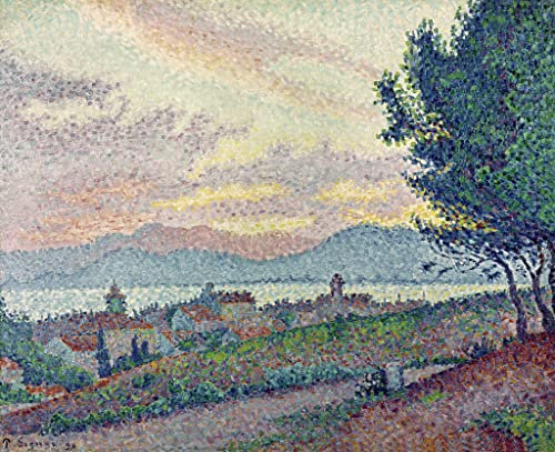 VsoxA Berühmte Gemälde Kunst Poster Leinwand Retro Poster St. Tropez Pinewood von Paul Signac Dekoration Wandbild für Schlafzimmer Home Decor 60x90cm