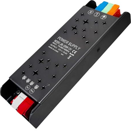VOLTIX Alimentatore 12V XW XA Dimmerabile, Trasformatore Ultra Sottile da AC 220V a DC 12V, Driver LED Professionale per Strisce, Adattatore Con Interruttore (200W)