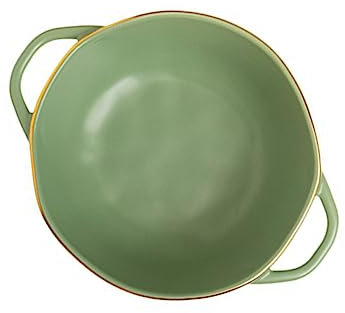 PAMINGONO Ciotola Ceramica Con Doppi Manici Per Zuppe e Insalate Adatta Per Forno Microonde e Lavastoviglie Alta Resistenza e Facilità Di Pulizia Design Semplice Matcha Per Feste e Riunioni