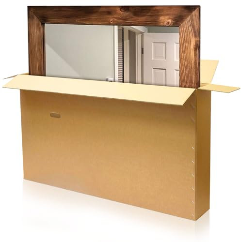 Mirror Packaging Cardboard Box | Brown Sturdy Frame Box Made up of thick Cardboard with Handles | Double Walled Solid large cardboard box | Perfect for Shipping Frames, Mirrors & Paintings (XL)
