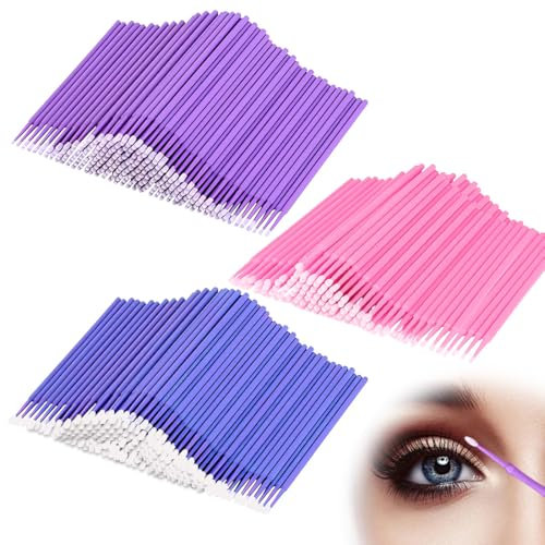 WUSJCOF Set de Pinceles de Retoque para Auto 300 Piezas, Pinceles Finos para Reparación Precisa de Daños de Pintura y Golpes de Piedra en Caja de Plástico (Lila/Azul/Rosa)